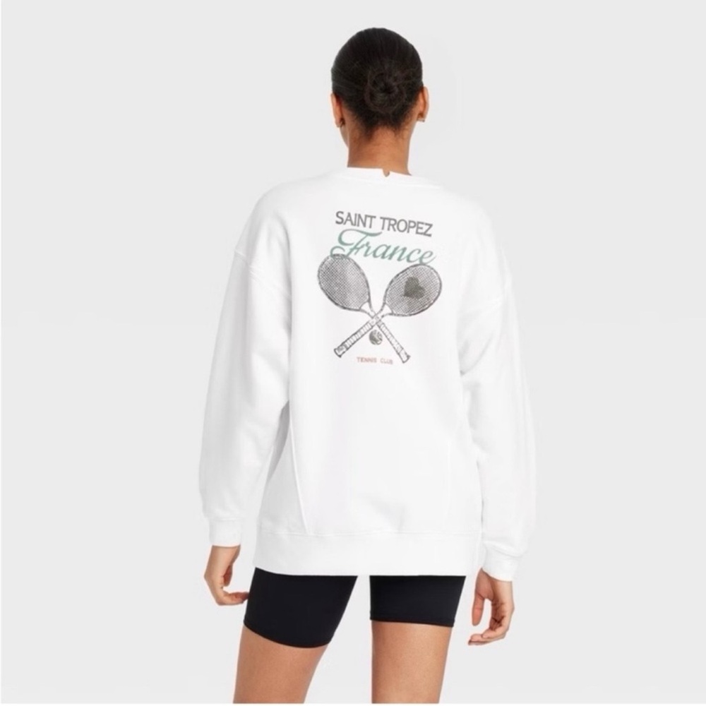 JOYLAB Women's Graphic French Terry Oversized Crewneck Sweatshirt - M